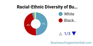 Racial-ethnic diversity of Business Administration & Management majors at Bethel University