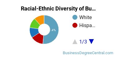 Racial-ethnic diversity of Business Administration & Management majors at Caldwell University