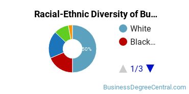 Racial-ethnic diversity of Business Administration & Management majors at Judson University