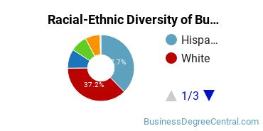 Racial-ethnic diversity of Business Administration & Management majors at MiraCosta College