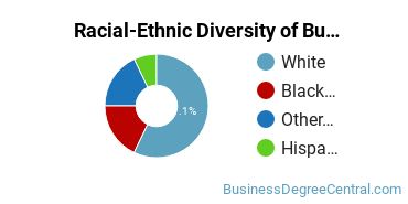 Racial-ethnic diversity of Business Administration & Management majors at Mitchell College