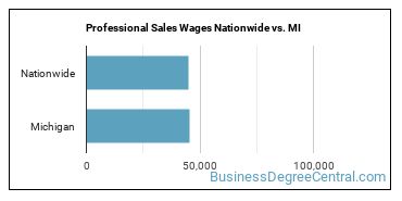 Professional Sales Wages Nationwide vs. MI